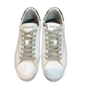 Sans Matin The Mr A Greek Letters White Leather Lace Up Low Sneakers 40 (7)